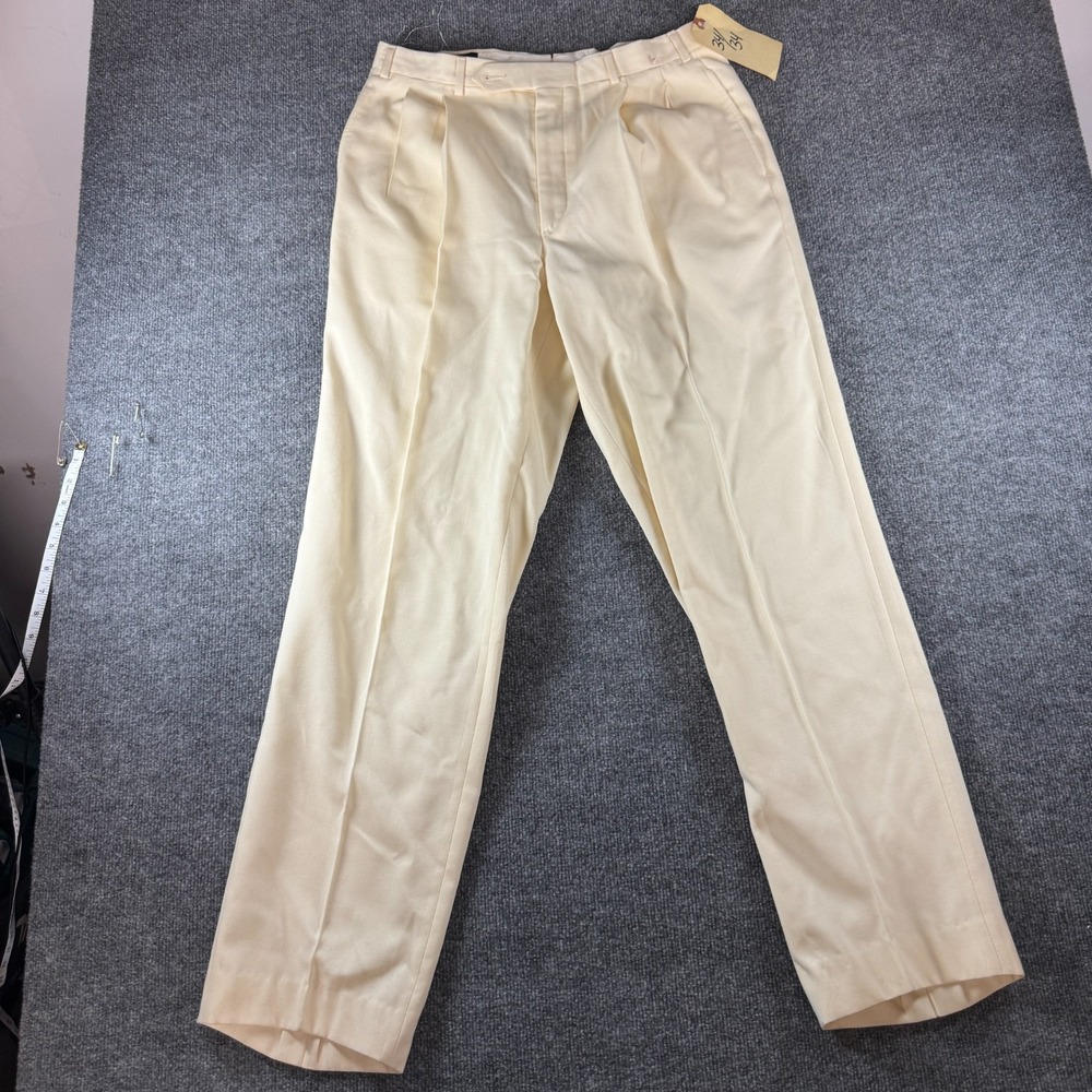 Brooks Brothers Trousers Pants Mens 34x34 Off White Double Pleated Straight Leg